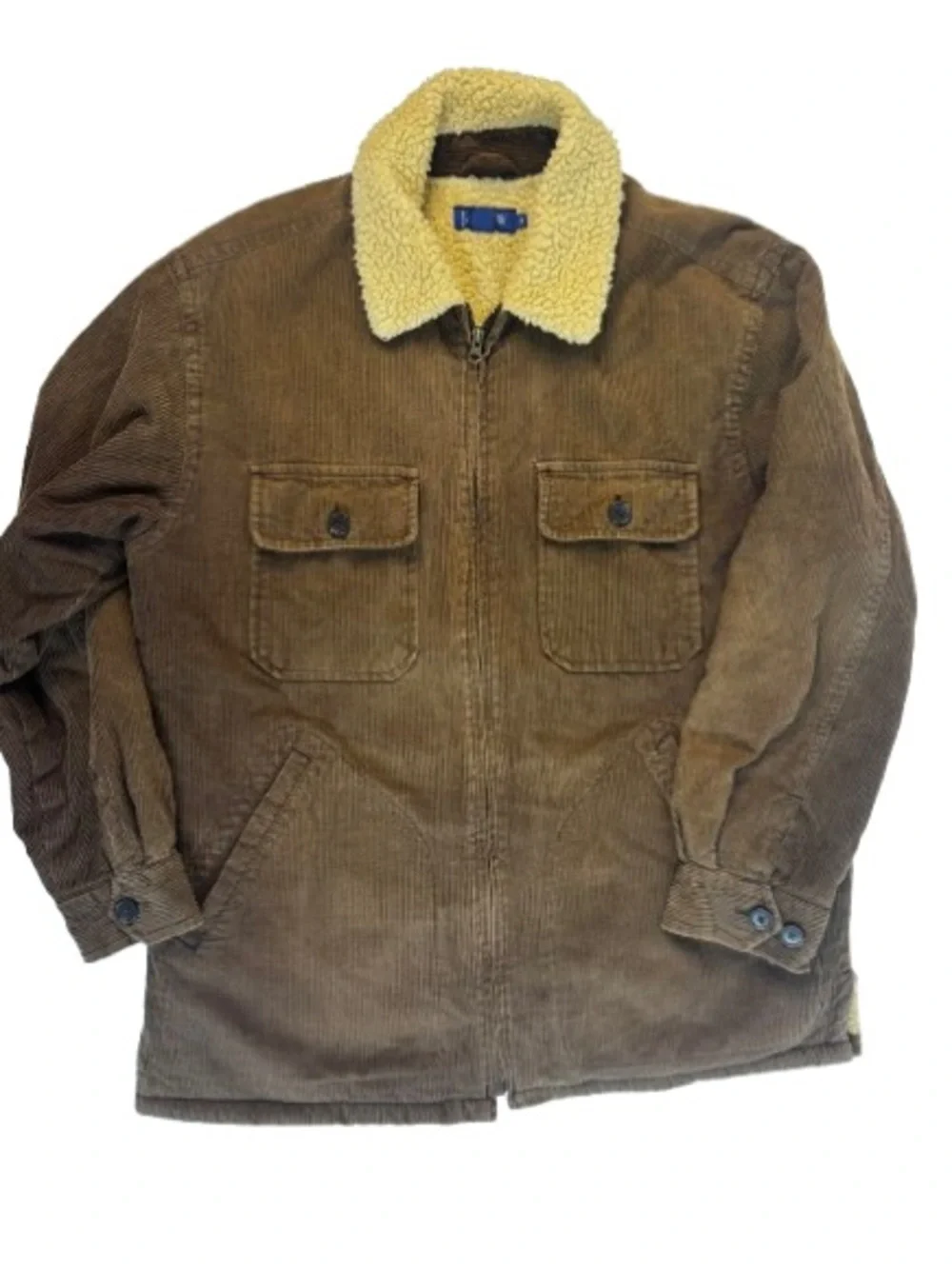 Men's Brown Corduroy Jacket with Shearling Collar